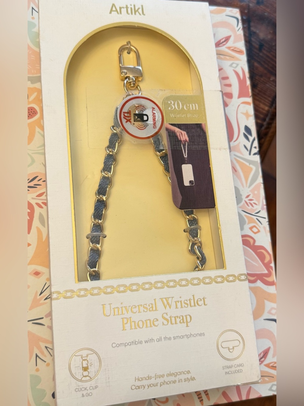 Universal Wristlet Phone Strap - Gold Chain / Jean